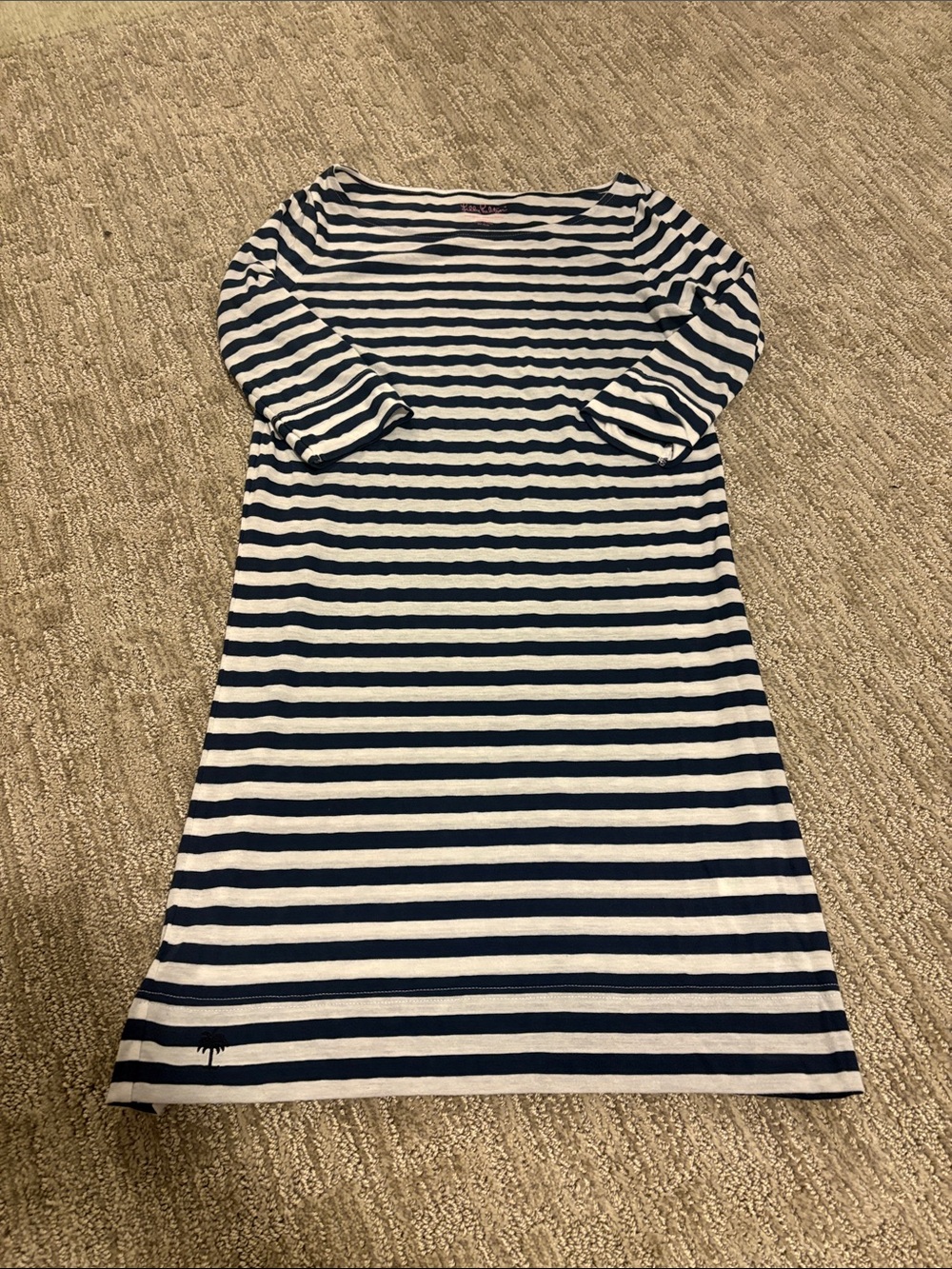 Lilly Pulitzer Navy and White Striped Long Sleeve Dress